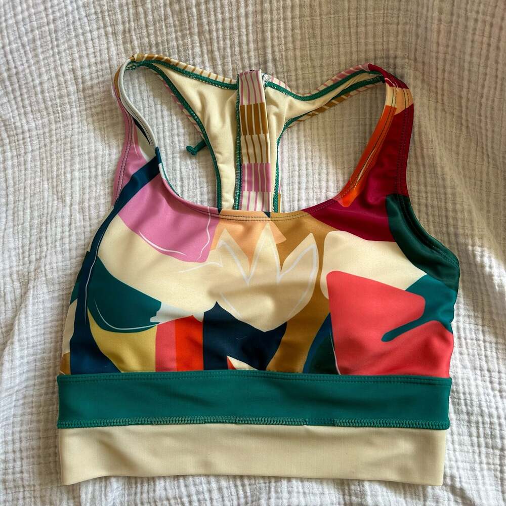 Nani Swimwear Women's Size S Multi-Color Floral Print Zip-Back Bikini Top